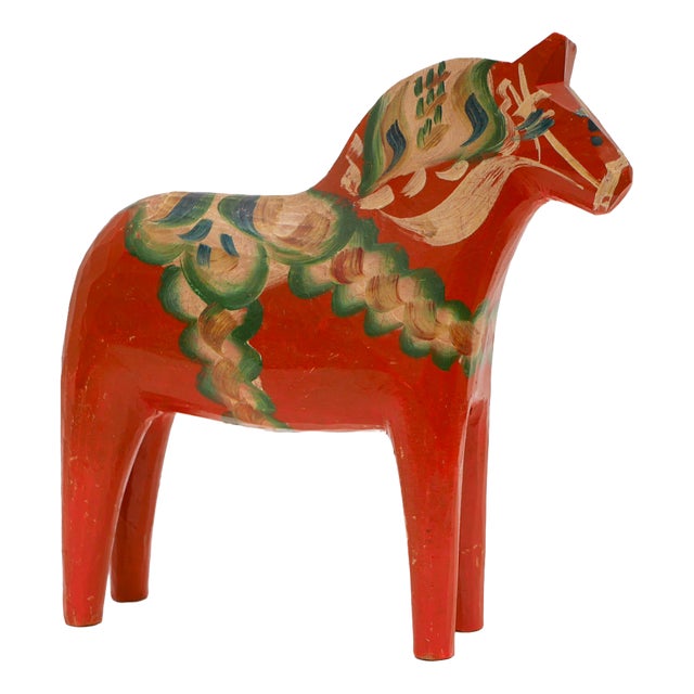 Traditional Swedish Handpainted Dala Horse from Grannas Olsson, Nusnäs, 1950s For Sale