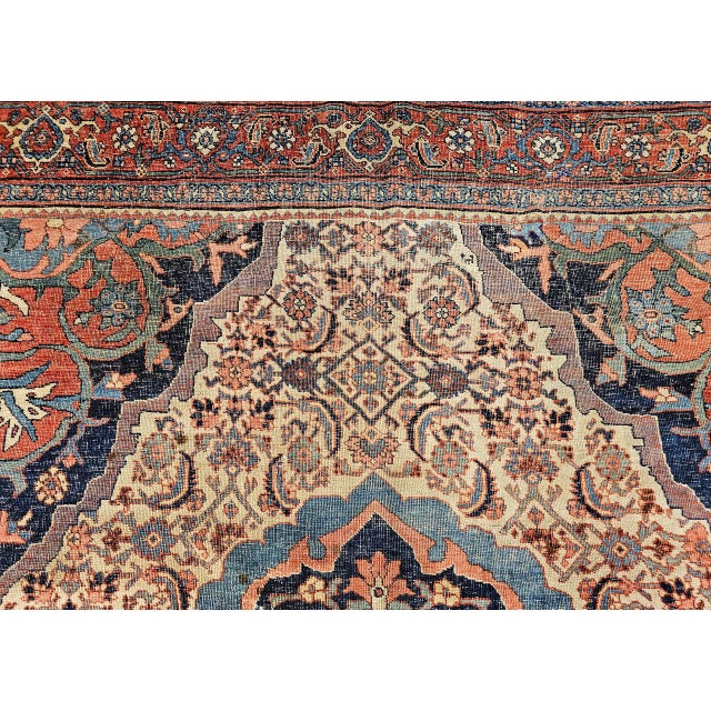 Antique Persian Bidjar Rug, Hand-Knotted Wool, Herati Geometric Pattern, Ivory & Red, 7x12 For Sale - Image 18 of 18