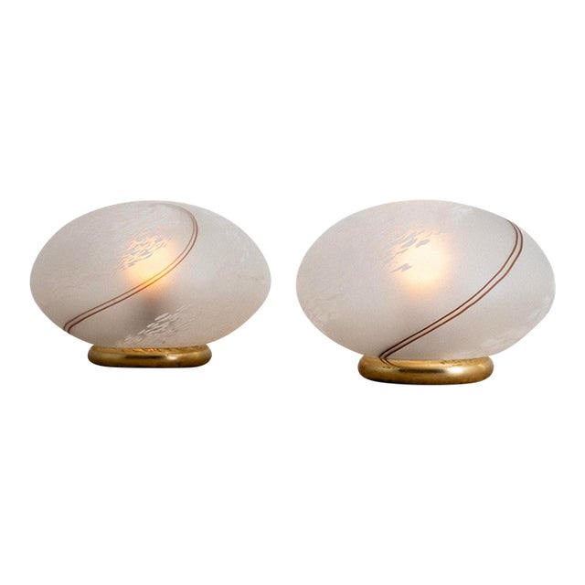 Vetri Murano "Swirl" Table Lamps, Italy 1980s, a Pair For Sale