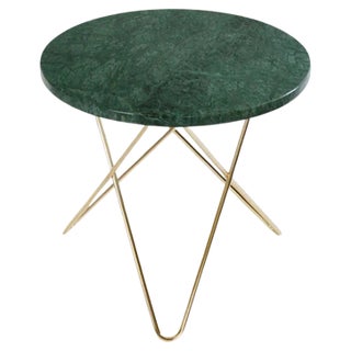 Green Indio Marble and Brass Mini O Table by OxDenmarq For Sale