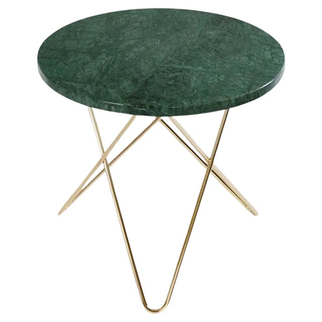 Green Indio Marble and Brass Mini O Table by OxDenmarq For Sale