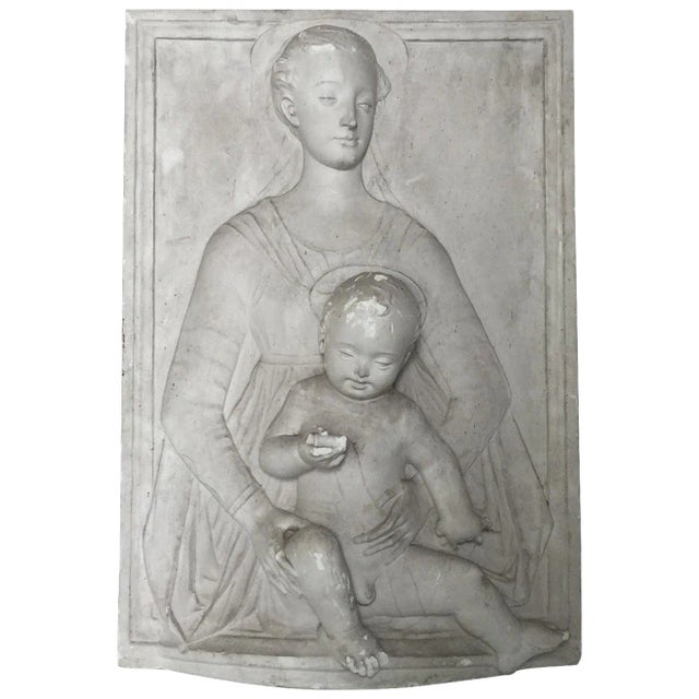 Antique Madonna and Child Bas Relief From Belgian Castle For Sale