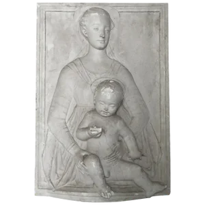 Antique Madonna and Child Bas Relief From Belgian Castle