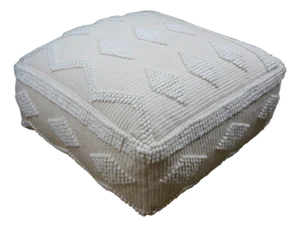 Vintage Anji Mountain Maverick Off White Woven Pouf Footrest Ottoman Bean Bag