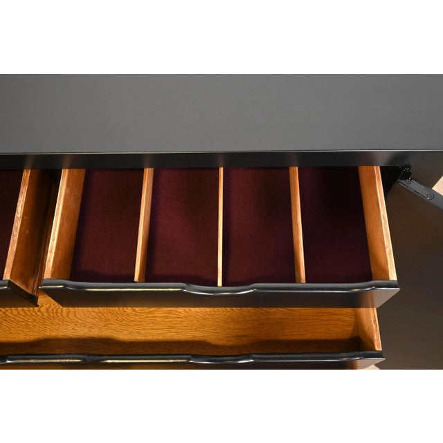 Wood Michael Taylor for Baker Far East Collection Black Lacquered Bar Cabinet, Newly Refinished For Sale - Image 7 of 13