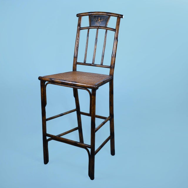 Pair of Burnt Bamboo Counter Stools | Chairish