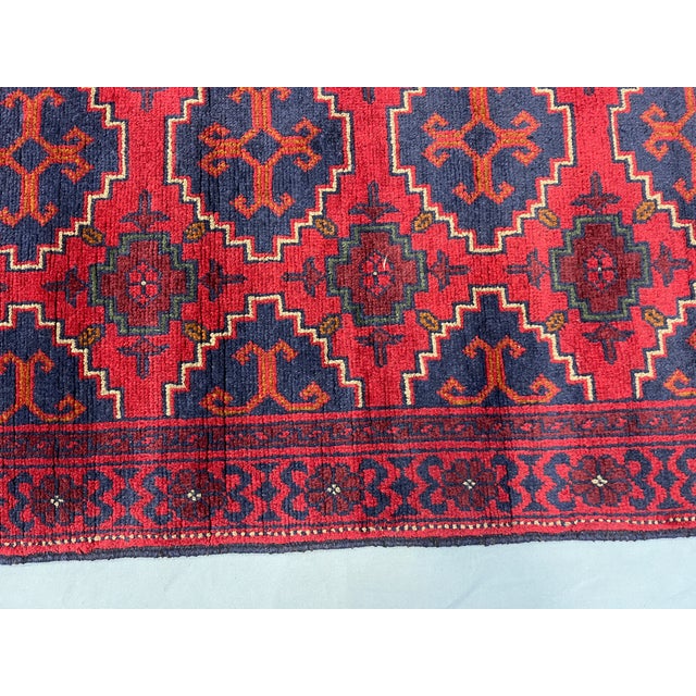Red & Navy Geometric Medallion Tribal Runner Rug, 2'6" X 9'8" For Sale - Image 11 of 16