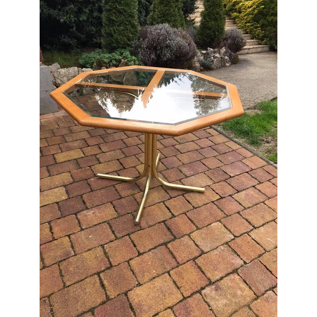 Metal Octagonal Brass & Glass Dining Table For Sale - Image 7 of 7
