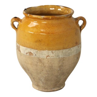 Antique French Confit Pot Hand-Thrown in the Classic Mustard Glaze No Repairs For Sale
