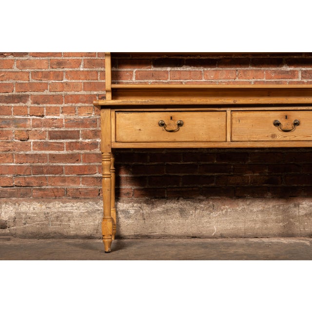 19th Century English Pine Farmhouse Dresser With Open Plate Rack For Sale - Image 4 of 16