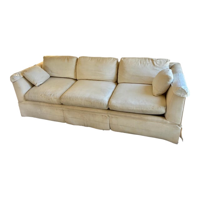 Vintage Baker Furniture Upholstered Sofa – Classic Tailored Form, Reupholstery Candidate For Sale