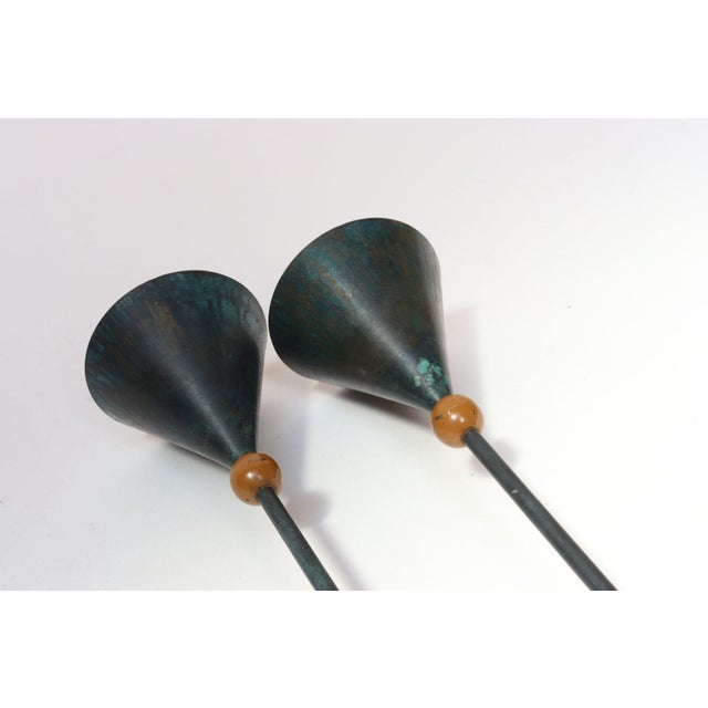 Pair of Milano Series Verdigris Bronze Candle Holders by Christian De Beaumont For Sale - Image 16 of 18