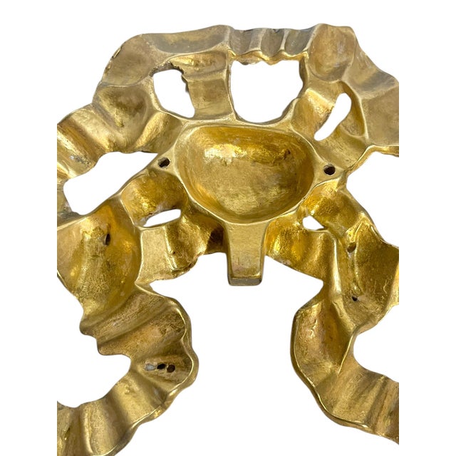 Vintage Hollywood Regency Brass Bow Wall Robe Hat Coat Hook For Sale - Image 12 of 13