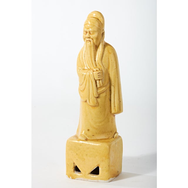 Mid 20th Century Chinese Wise Man Ceramic Figurine For Sale - Image 16 of 18