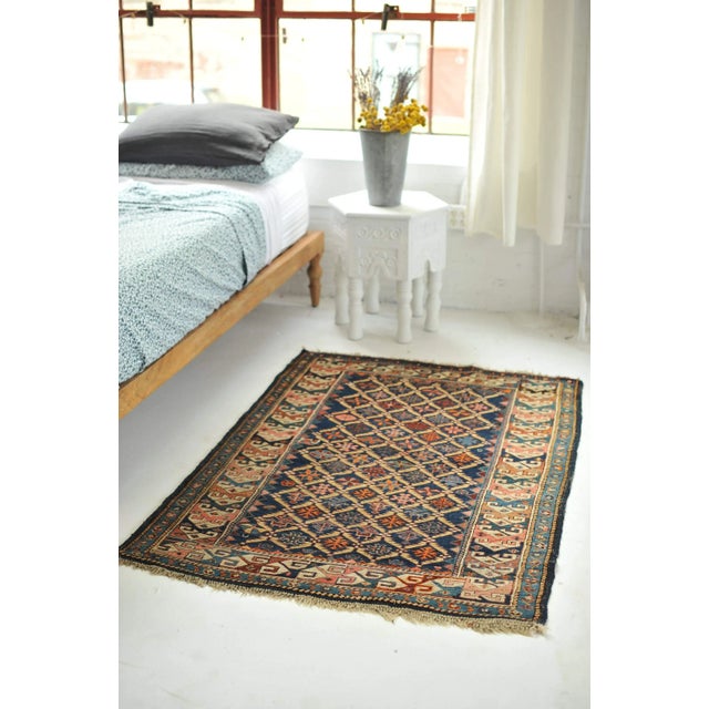 Name: Chi-Chi Size: 4.4 x 6.5 Age: Antique Pile: Low/Medium with ancient repairs About: Really pretty caucasian rug from...