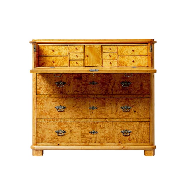 Mid 19th Century 19th Century Swedish Burr Birch Chest of Drawers, 1860 For Sale - Image 5 of 11