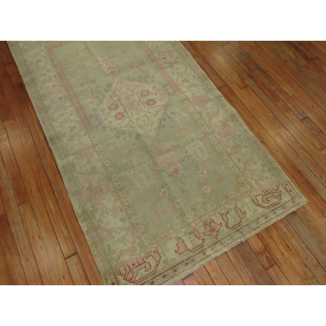 Turkish Feminine Antique Turkish Oushak Rug, 3'4'' X 6' For Sale - Image 3 of 10