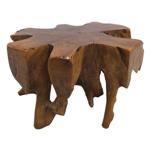 Vintage Heavy Teak Root Table, 1970s For Sale