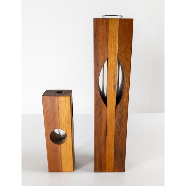 Mid-Century Modern Black Walnut Flower Bud Vases For Sale In New York - Image 6 of 12
