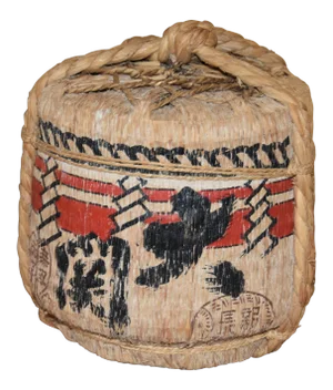 Vintage Japanese Ceramic Bamboo Reed Rope Wrapped Corked Spout Sake Jug