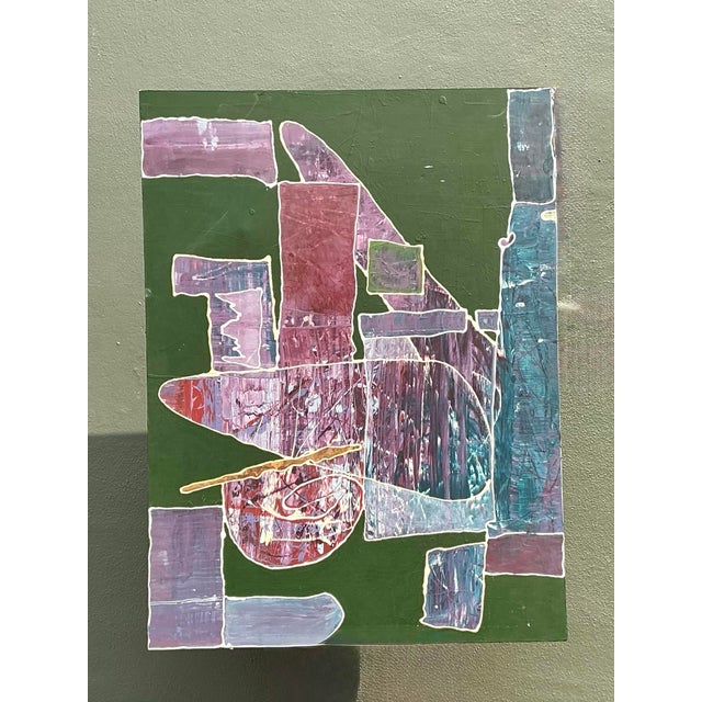 Vintage Original Abstract on Canvas For Sale - Image 9 of 12