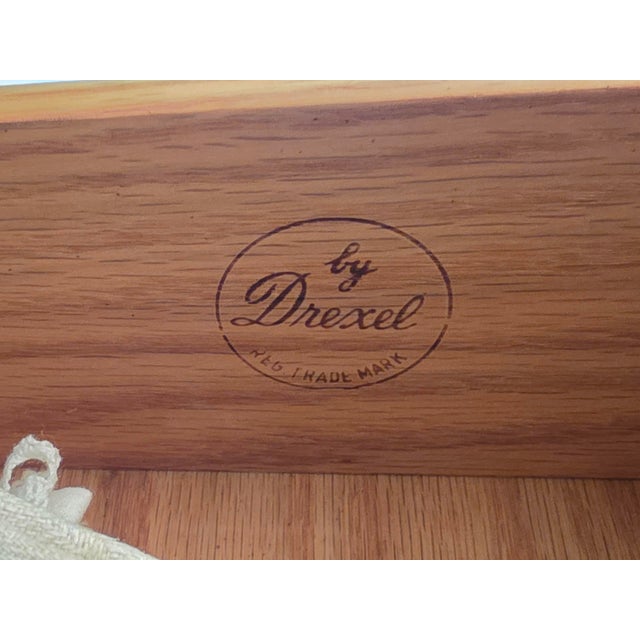 1963 Drexel Meridian Pecan & Walnut China Hutch For Sale - Image 10 of 12