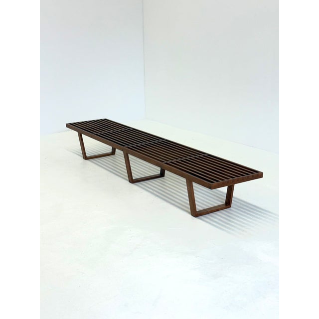 Vintage Long Platform Slatted Bench in Teak by George Nelson, 1970s, in Very Good conditions. Designed 1970 to 1979 This...