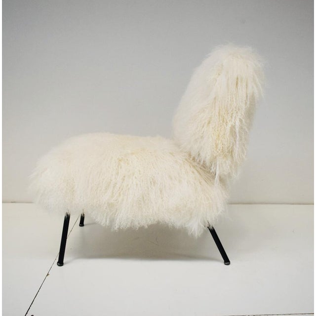 Mid-Century Modern Vintage Mongolian Goat Fur Coating Armchair, 1970s For Sale - Image 3 of 8