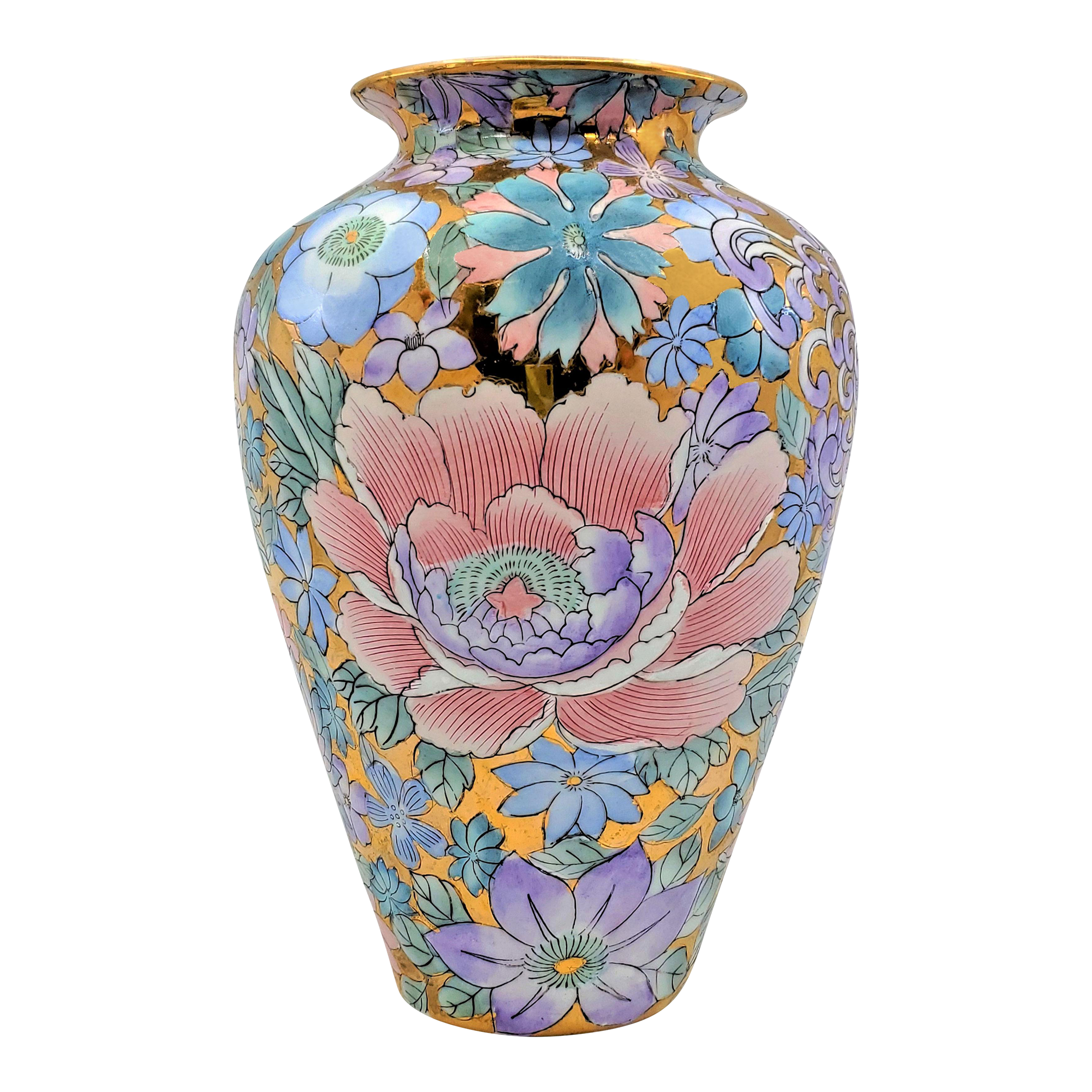 Grand Vase HFP Macao Peint à La Main - Porcelaine Asiatique - Vintage