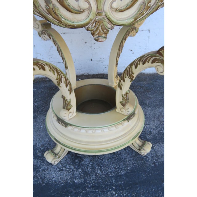 French Provincial Heavy Carved Marble Top Large Side End Center Table With Planter 6293 For Sale In Miami - Image 6 of 13