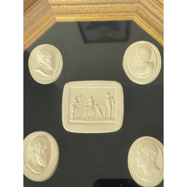Grand Tour Vintage Plaster Italian Grand Tour Neoclassical Intaglios in Octagonal Frame For Sale - Image 3 of 3
