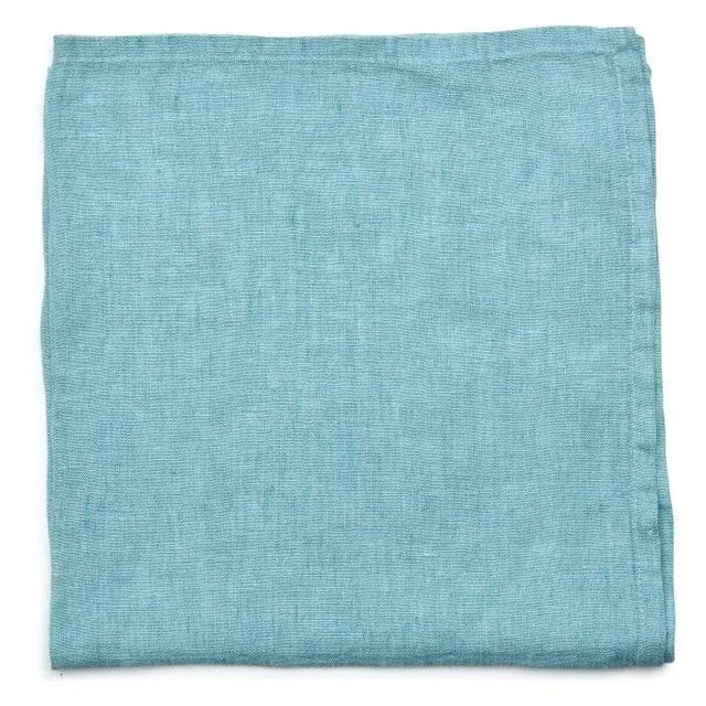 Contemporary Deborah Rhodes Washed Linen Napkins, Aqua, Set of 4 For Sale - Image 3 of 3