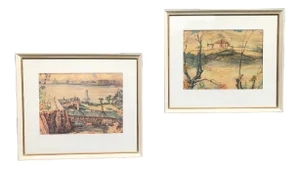1950s Limited Reproduction Prints by Canadian Artist Nicholas Hornyansky, Framed - Set of 2