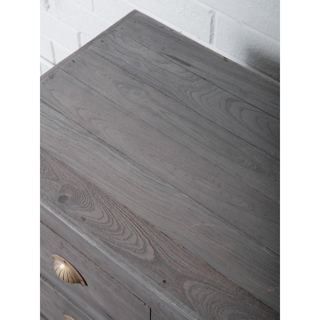 Vintage Wooden 4-Drawer Chest With Brass Shell Pulls in Charcoal Finish For Sale - Image 4 of 5