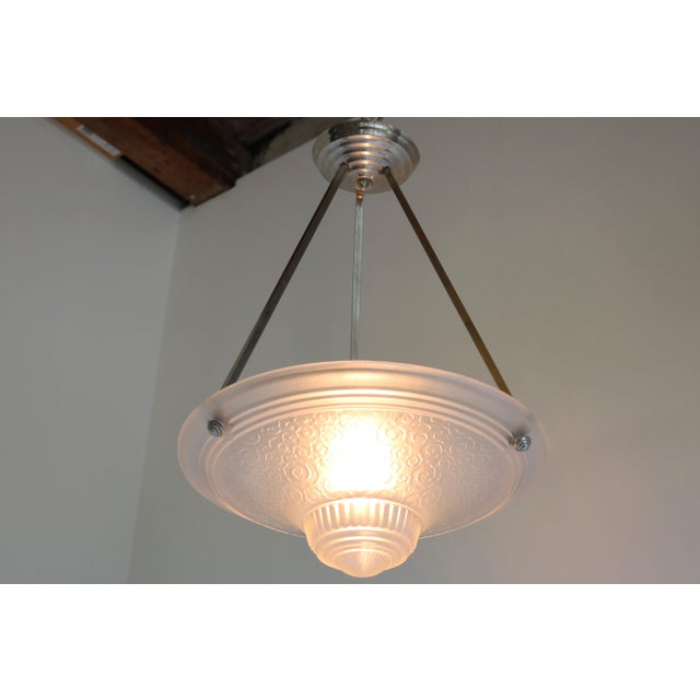 Exquisite & timeless! this french antique art deco chandelier from muller freres luneville 1930. a rather rare model by...