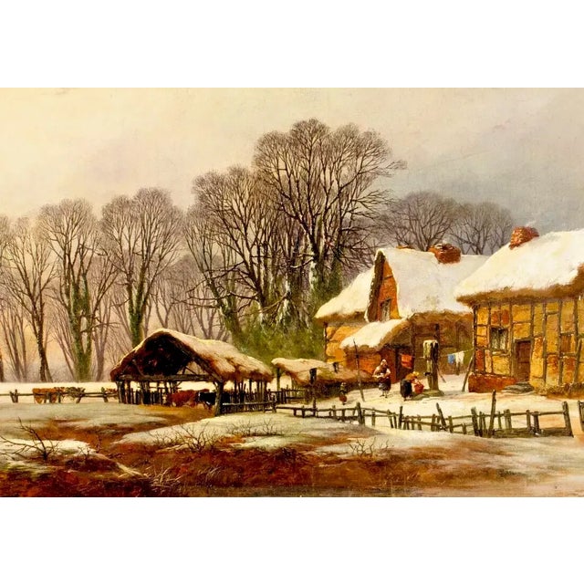 Realism Late 19th Century Signed, William Pitt, Winter Country Scene, Antique Oil Painting For Sale - Image 3 of 11