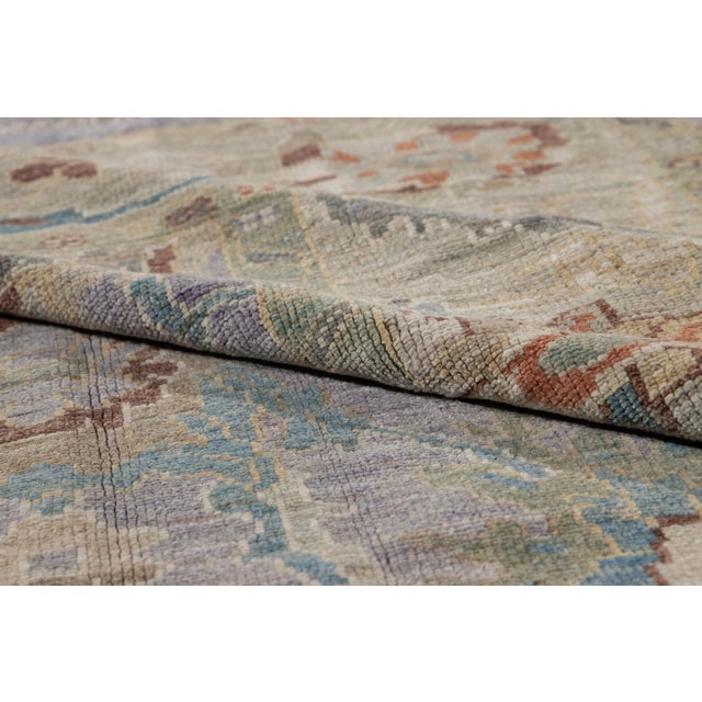 2010s Modern Sultanabad Handmade Purple Floral Wool Rug For Sale - Image 5 of 9