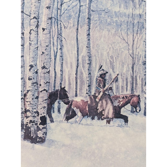Native American Art Late 20th Century Signed Limited Edition Native American Winter Landscape Panorama by Mark Silversmith, Framed & Matted For Sale - Image 4 of 17