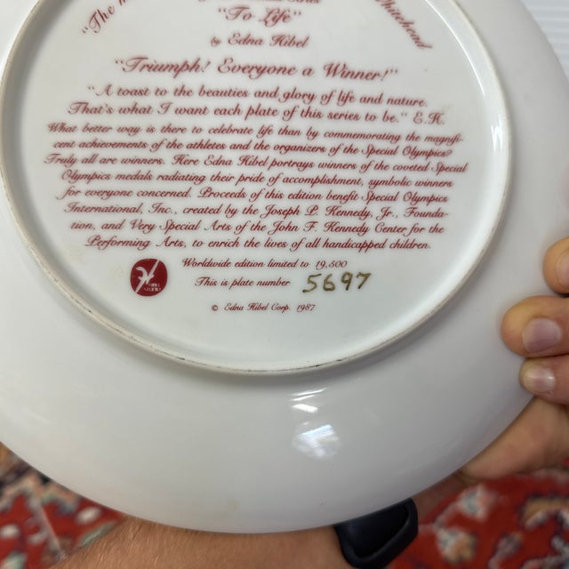 Edna Hibel "To Life" Porcelain Collector Plate For Sale - Image 11 of 12