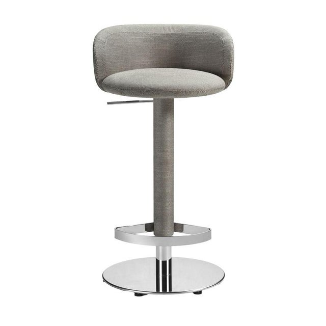 Hillary Gray Leather and Chromed Metal Bar Stool by Richard Hutten For Sale - Image 4 of 4