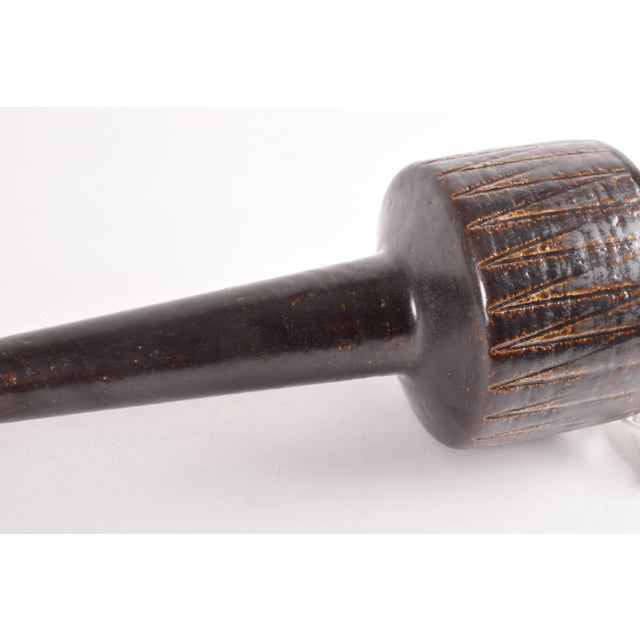 Brown Mid-Century Danish Brown Glazed and Striped Ceramic Table Lamp from Palshus, 1960s For Sale - Image 8 of 12