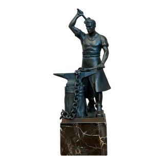 Vintage Bronze Blacksmith Sculpture For Sale