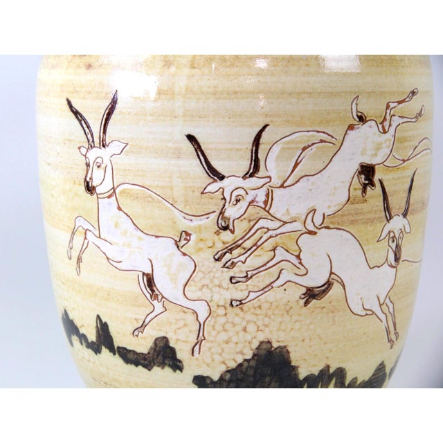 Light Yellow Mid-Century Modern Large Danish Porcelain Decorative Vase by Harald Folmer Gross For Sale - Image 8 of 9