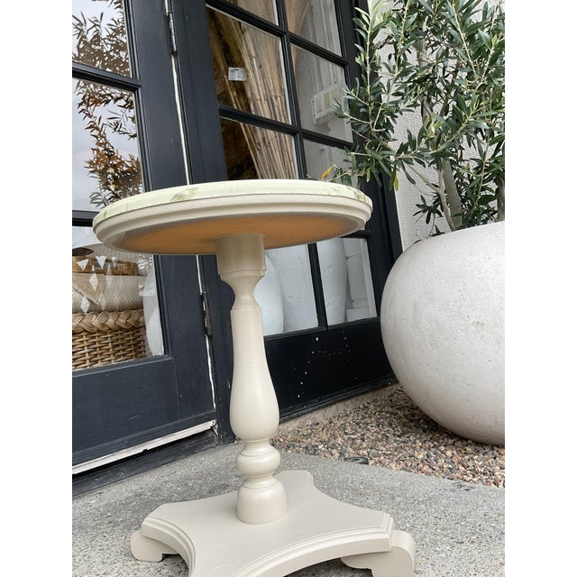 White Vintage Marble Top Side Table For Sale - Image 8 of 9