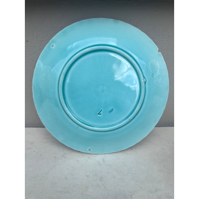 German Majolica Morning Glory Plate Circa 1900 For Sale - Image 4 of 4