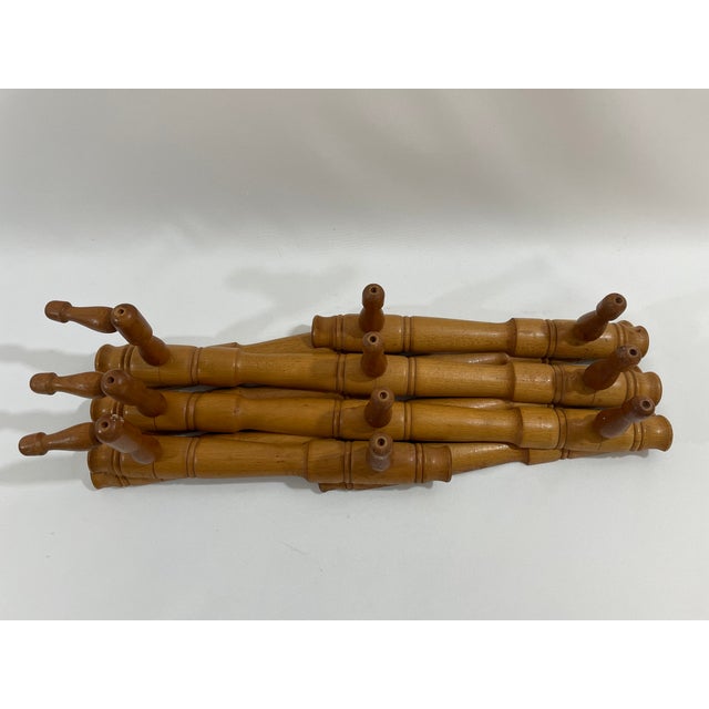 1950s Expandable Bulgarian Faux Bamboo Wooden Coat and Hat Rack For Sale - Image 14 of 18