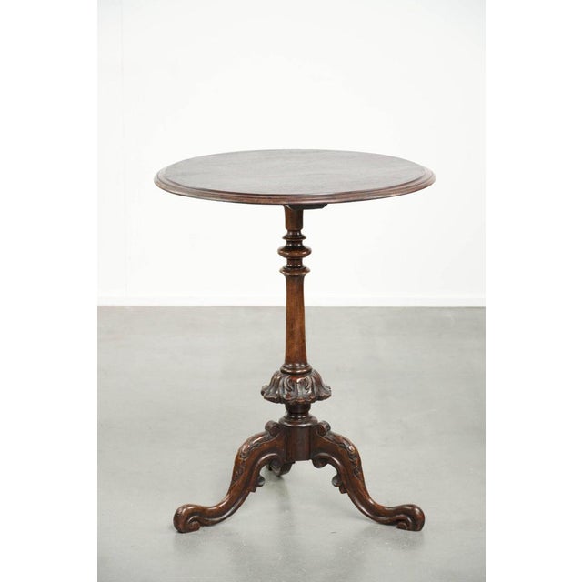 Antique Round Carved Side Table For Sale - Image 4 of 13