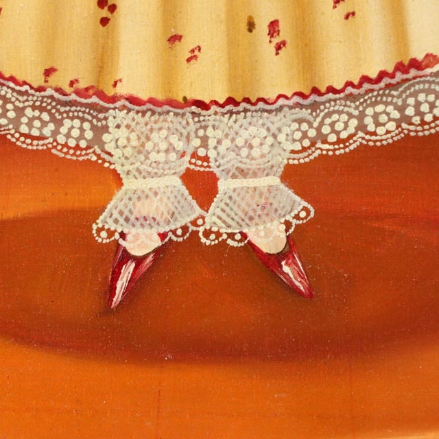 Mid 20th Century Agapito Labios Mexican Girl Folk Art Painting Oil on Canvas For Sale In Cincinnati - Image 6 of 9