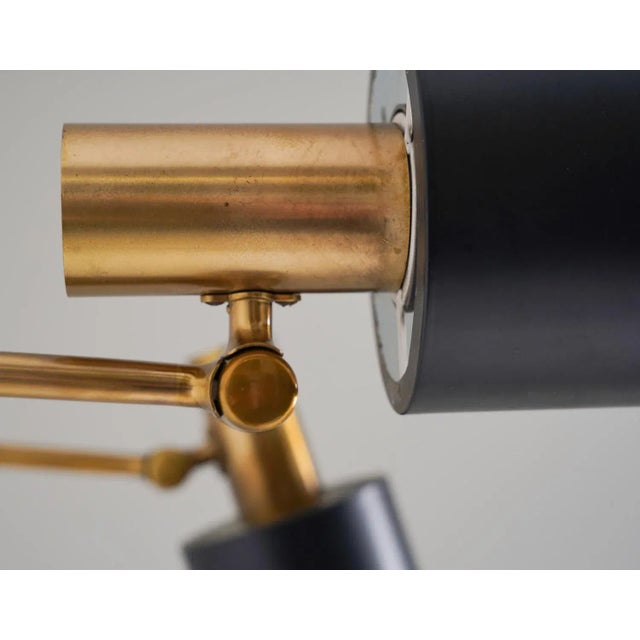 Metal Mid-Century Scandinavian Brass Wall Lamps attributed to Falkenbergs Belysning, 1960s, Set of 2 For Sale - Image 7 of 11