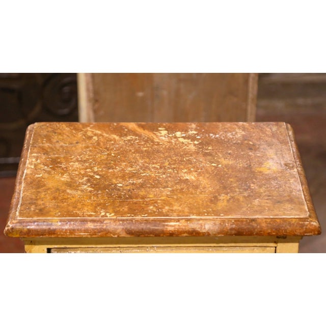 Neoclassical Pair of 19th C. Italian Neoclassical Painted Nightstands With Faux Marble Tops For Sale - Image 3 of 11